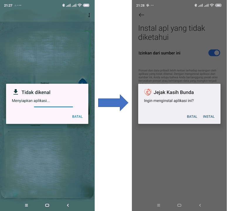 Dialog izin install dari sumber tidak dikenal