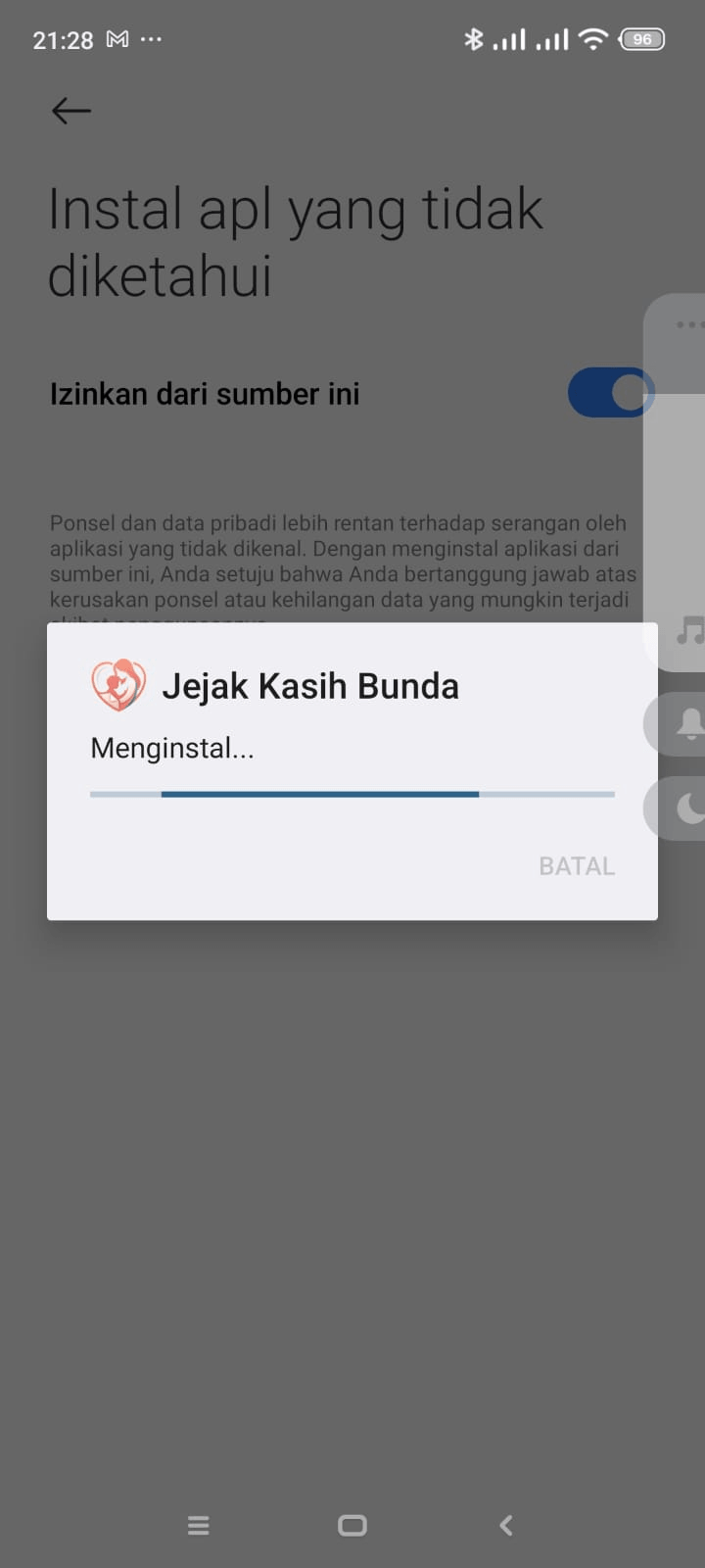 Tombol Install aplikasi Jejak Kasih Bunda