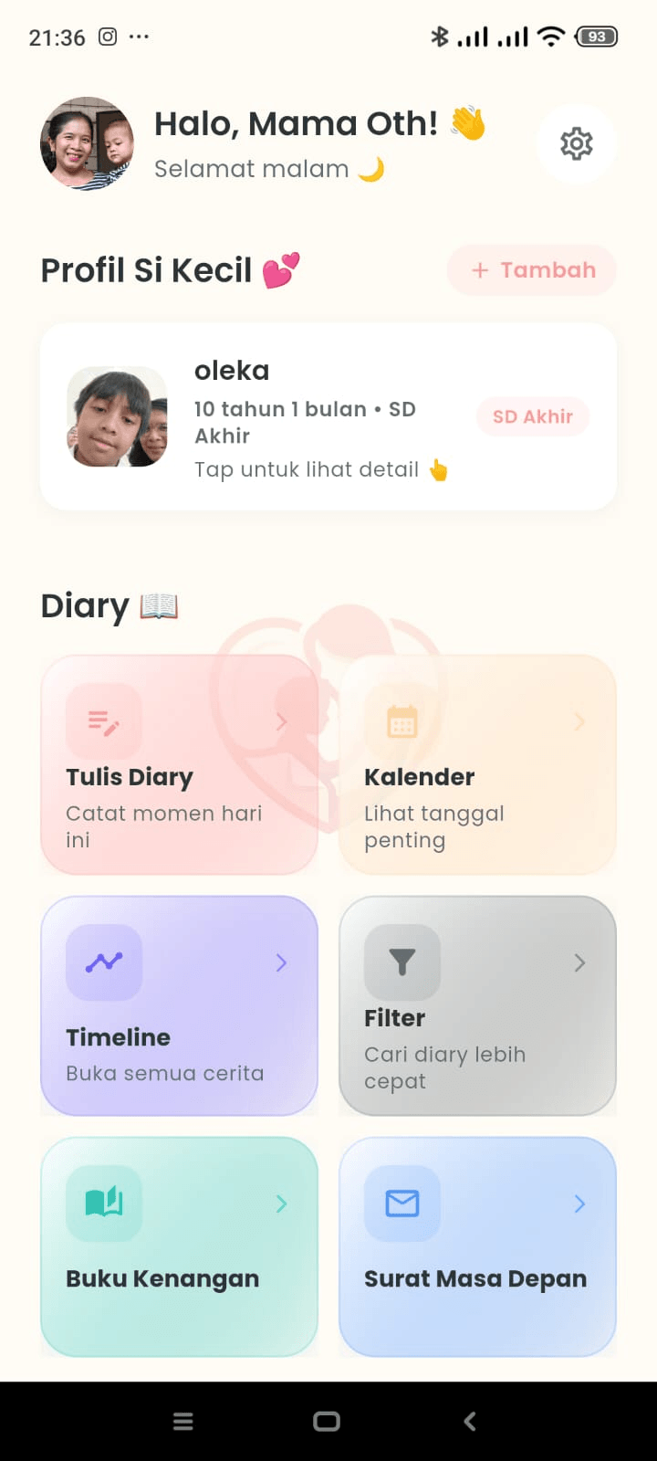 Aplikasi Jejak Kasih Bunda berhasil terbuka